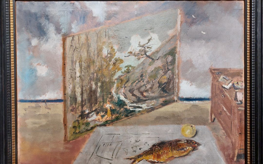 Filippo De Pisis, Natura Morta con Pesce e Paesaggio